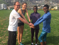 Altay Club runners Daisy Chepkemei (right) and Norah Jeruto arrived in Switzerland for a special training camp with the Swiss elite coach Michi Rueegg and the Swiss record holder over 3000 m steeple, Fabienne Schlumpf.